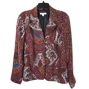 Coldwater Creek Jacket Women's L Multicolored  Paisley Festive Winter Wardrobe